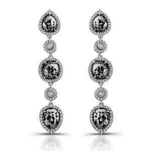 18k White Gold Black Diamond Drop Earrings