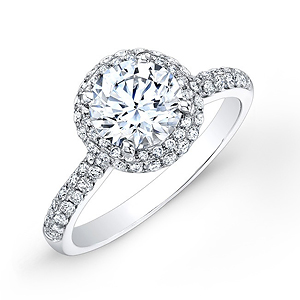 14k White Gold Vintage Diamond Halo Engagement Ring