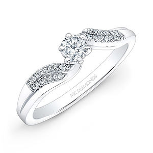14k White Gold 1/4ct Center White Diamond Engagement Ring