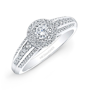 14k White Gold Double Diamond Halo Engagement Ring