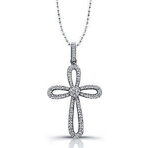 Black Sterling Silver Diamond Infinity Cross Pendant
