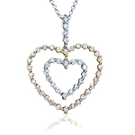 18k White and Rose Gold Two-Tone Diamond Double Heart Pendant