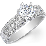 14k White Gold Princess Cut Engagement Ring