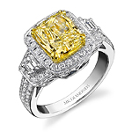 18k White and Yellow Gold Trapezoids Diamond Ring
