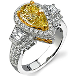 14k White and Yellow Gold Pear Shaped Fancy Yellow Diamond Ring