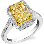 14k White and Yellow Gold Radiant Fancy Yellow Diamond Ring