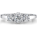 14k White Gold Three Stone Diamond Semi Engagement Ring
