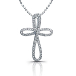 14k White Gold Diamond Infinity Cross Pendant