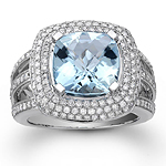 14k White Gold Aquamarine Diamond ring