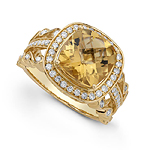 14k Yellow Gold Citrine Diamond Ring