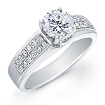 14k White Gold Classic Pave Engagement Ring Semi Mount