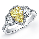 18k White Gold Half Moon Fancy Yellow Diamond Ring
