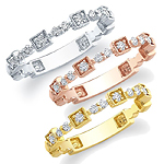 14k White, Yellow and Rose Gold Stackable Diamond Band Set