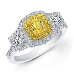 18k White and Yellow Gold Fancy Yellow Diamond Engagement Ring