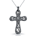 14k Black Gold Diamond Elegant Cross Pendant