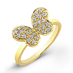 14k Yellow Gold Diamond Butterfly Ring