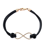 14k Yellow Gold Diamond Infinity Leather Rope Bracelet