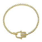 14k Yellow Gold Diamond Hamsa Tennis Bracelet