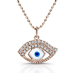 14k Rose Gold Enamel Evil Eye Diamond Pendant
