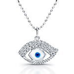 14k White Gold Enamel Evil Eye Diamond Pendant