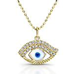 14k Yellow Gold Enamel Evil Eye Diamond Pendant