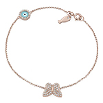 14k Rose Gold Butterfly Fish and Evil Eye Diamond Bracelet