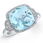 14k White Gold Blue Topaz Fashion Ring
