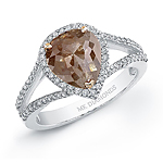 18k White Gold Pear Shaped Rose Cut Halo Brown Diamond Ring