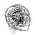 18k White Gold Oversize Rose Cut Brown Diamond Ring