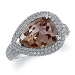 18k White Gold Pear Shaped Brown Diamond Ring