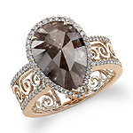14k Rose Gold Pear Shaped Brown Diamond Fashion Ring