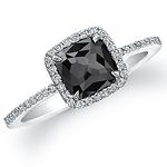 18k White Gold Rose Cut Black Diamond Halo Ring