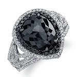 18k White Gold Pear Shaped Black Diamond Ring