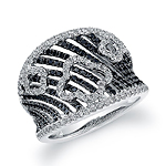 14k White Gold Black and White Gold Pave Diamond Wire Band