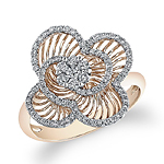14k Rose Gold Diamond Wire Flower Ring