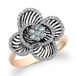 14k Rose and Black Gold Diamond Wire Flower Ring