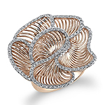 14k Rose Gold Wire Diamond Flower Ring