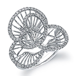 14k White Gold Diamond Wire Flower Ring