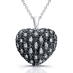 14k White Gold Black Diamond Heart Pendant