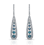14k White Gold Treated Blue Diamond Fashion Drop Earrings
