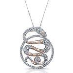 14k White and Rose Gold Diamond Circle Snake Pendant