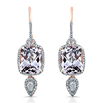 14k Rose Gold Amethyst Diamond Earrings