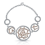 14k White and Rose Gold Diamond Circle Flower Bracelet