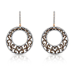 14k White, Rose and Black Gold Brown and White Diamond Earrings