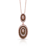 18k Rose and Black Gold Double Circle White and Brown Diamond Pendant