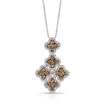 18k Rose Gold Brown and White Diamond Cluster Pendant