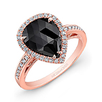 14k Rose Gold Rose-cut Black Diamond Ring