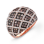 14k Rose Gold Brown and White Diamond Web Band
