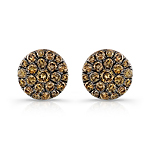 14k Rose and Black Gold Brown Diamond Circle Stud Earrings
