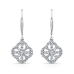 14k White Gold White Diamond Drop Earrings